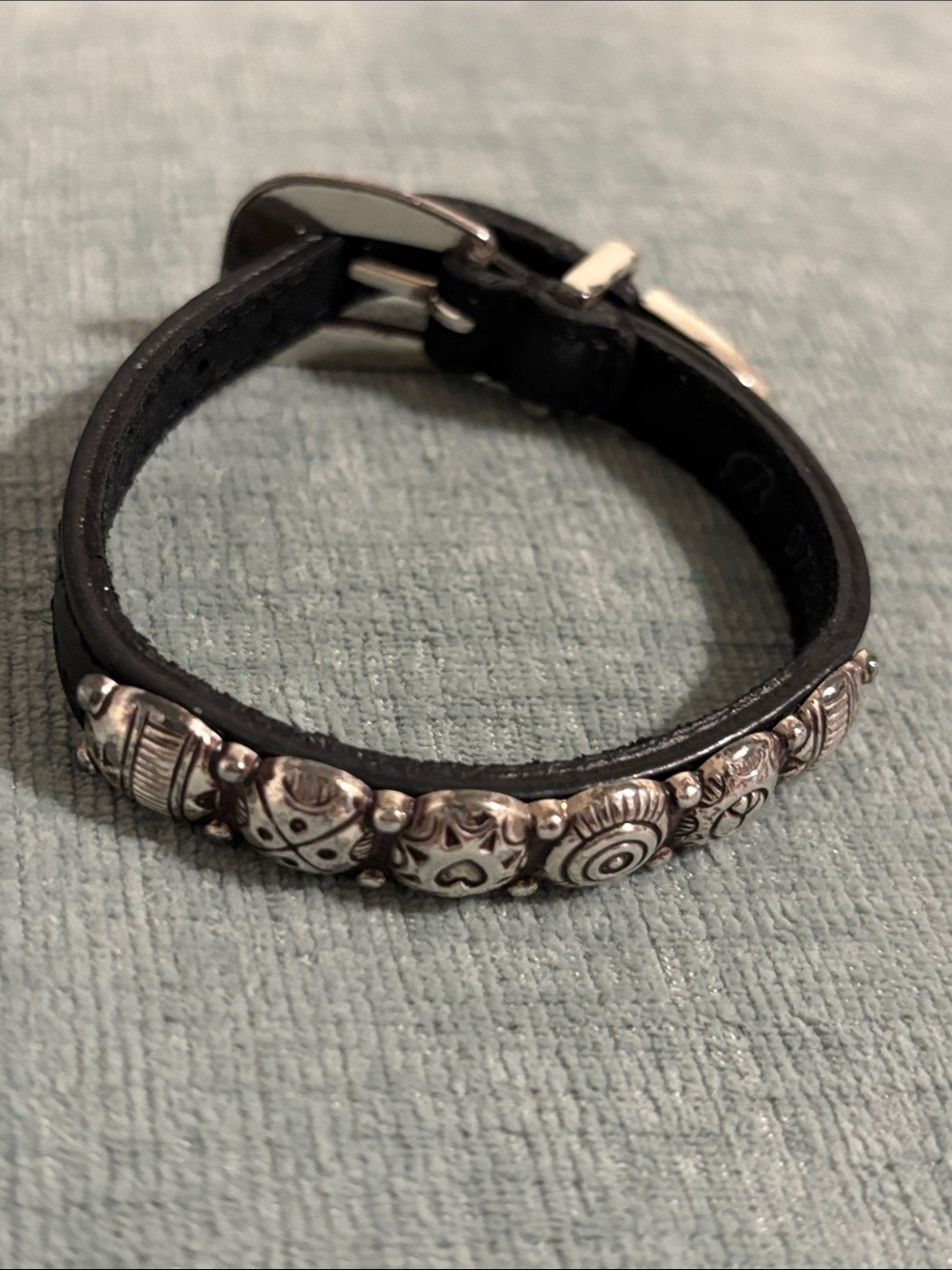 Brighton Black Leather Bracelet with Silver-Tone Decorative Beads